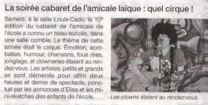 Ouest France 13 février 2013 (cabaret)